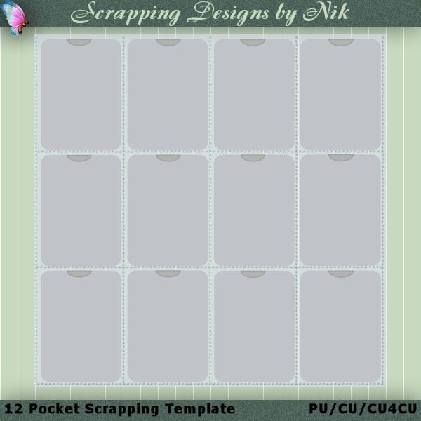 Pocket Scrapping 12 Card Template