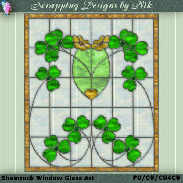 Glass Art Shamrock Window