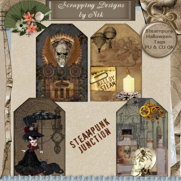 Steampunk Junction Halloween Tags