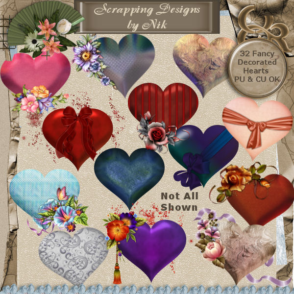 Fancy Decorated Hearts