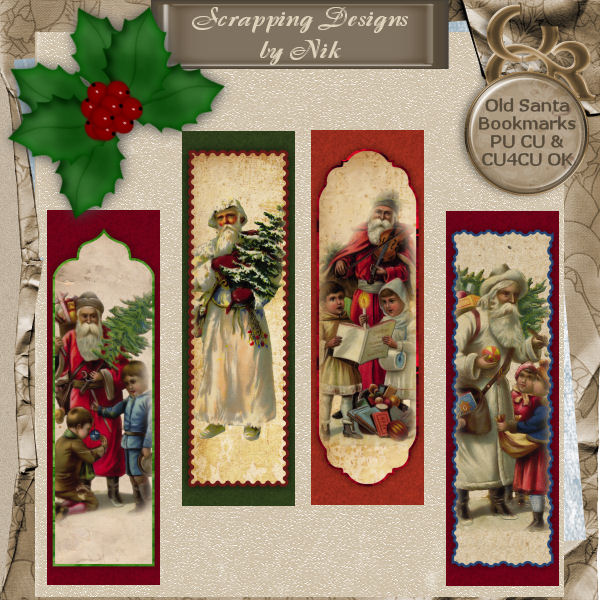 Old Santa Bookmarks