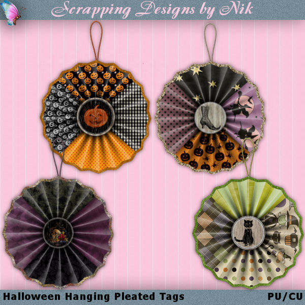 Halloween Hanging Pleated Tags