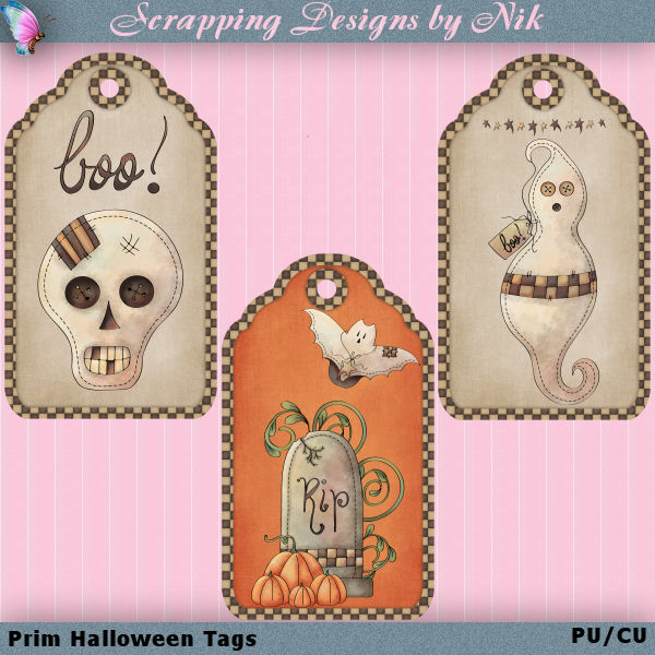 Prim Halloween Tags