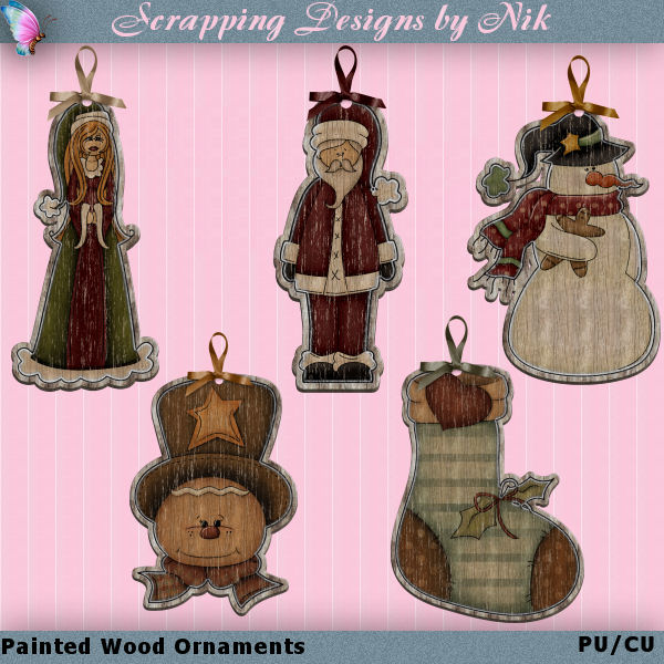 Painted Wood Ornaments