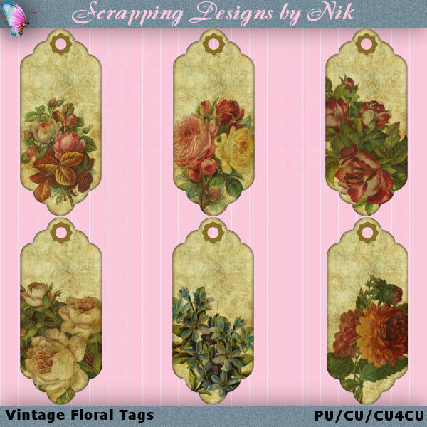 Vintage Floral Tags